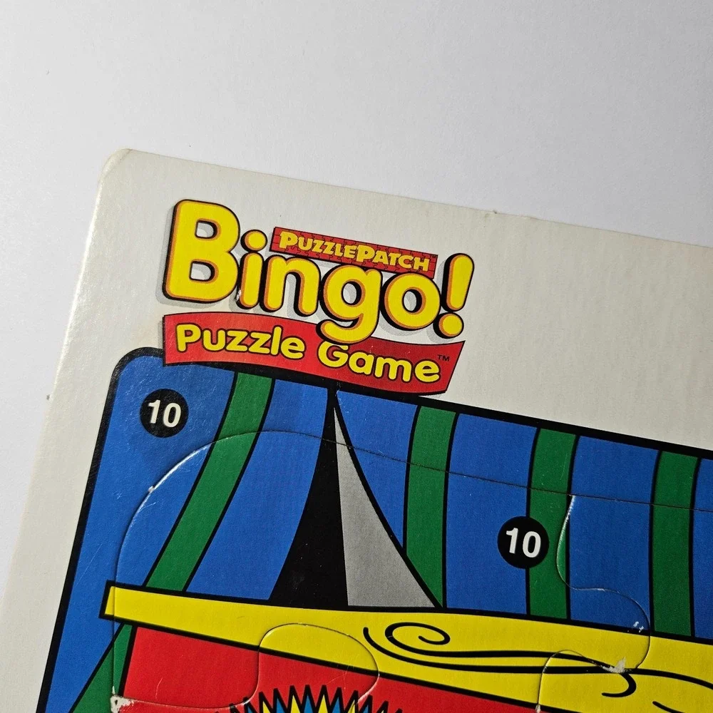 1997 Bingo Patch Circus Puzzle Train Car ABC Vintage Frame Tray 9 Pcs
